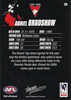 2010 Select AFL Prestige - Promos #170 Daniel Bradshaw Back